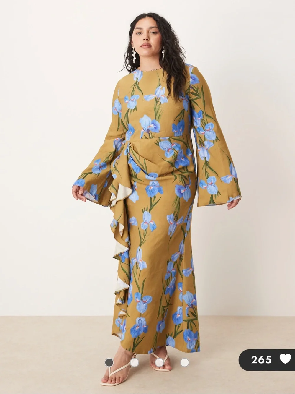NWT ASOS DESIGN Curve long sleeve maxi dress with ruffle skirt floral